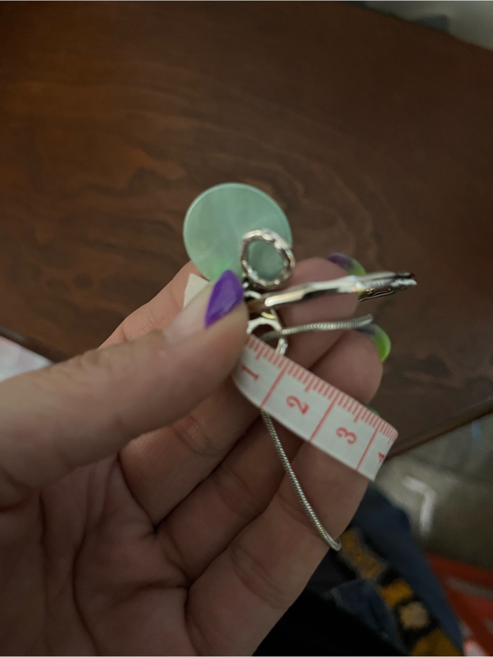 Lia Sophia Layered Disc Pendant Necklace - Silver Tone & Seafoam Green - Picture 8 of 9